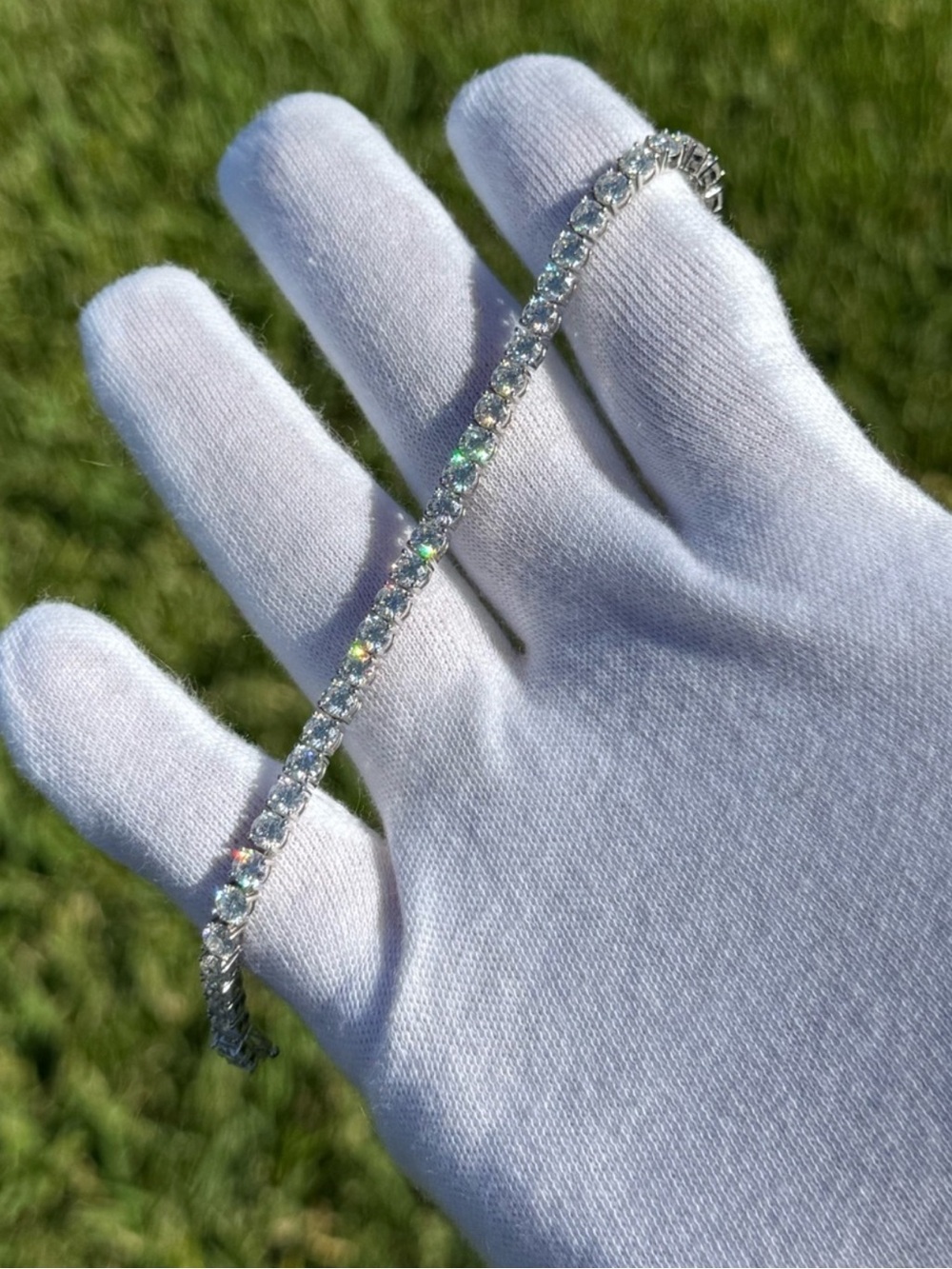 925 Silver, 13.5CTW Moissanite Tennis Bracelet - 7.5”